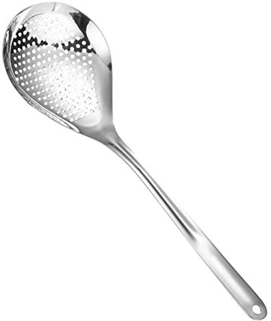 GRIRIW Edelstahl Sieblöffel Mit Langem Griff Rostfrei Und Leicht Feines Sieb Zum Abtropfen Von Öl Und Suppen Praktische Küchensiebkelle Für Braten Kochen Dämpfen Spülmaschinengeeignet