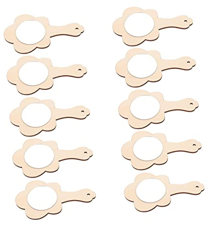 Holz Handspiegel zum Selbermachen für Kinder, Braun | Unfertige Selbstgemacht Materialien, Holz und Glas, 10 Stück, für Schminktisch und Schreibtisch