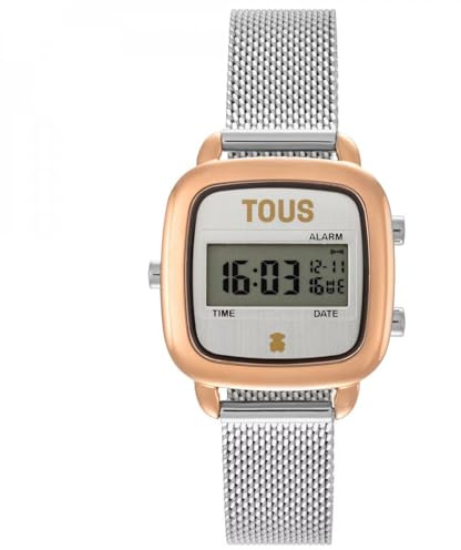 TOUS Reloj Digital Bicolor con Brazalete de Acero, Colección D-Logo Mini