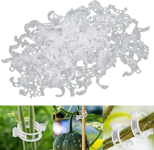 150 Stück Transparente Kunststoff-Klammern für Kletterpflanzen (150, Tomaten und Gemüse, Kletterhilfe)