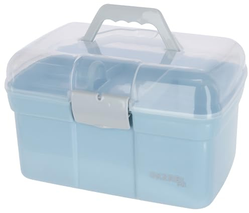 Kerbl Pet Grooming Box, Storage Box for Dog and Cat Items, with Removable Insert, Carry Handle, Plastic, Blue, 30 x 20 x 19 cm