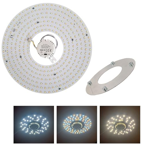 MAKA Circolina LED Universale per Plafoniere con Cambio Temperatura (6500K - 4000K - 3000K), Plafoniera LED con Magnete, Installazione Facile (Switch, 53W)