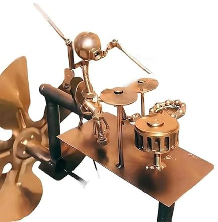 Wetterfahnen Trommler-WindmüHle Garten Dekoration Handgefertigte Metall-Perkussionisten-WindmüHlen Steampunk-Schlagzeuger-WindmüHlen, Dekoration FüR Hof, Garten (Kupfer)