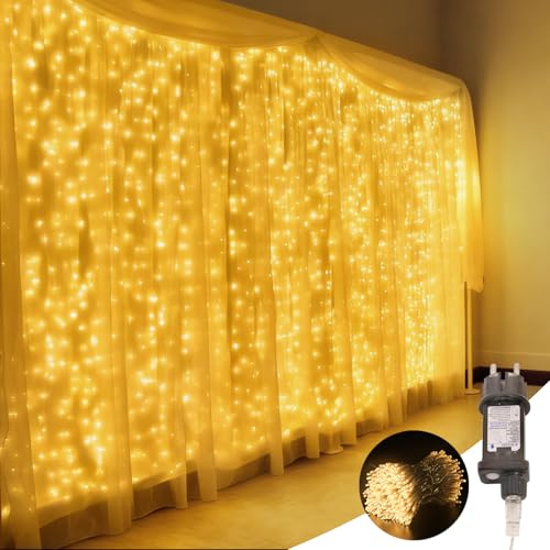 600 LED 6Mx3M Tenda Luminosa Natale Esterno Interno Luci di Natale IP44 con 8 Modalità Tenda Luci Esterno, Adatto per Decorare Tende, Pareti, Giardini, Matrimoni, Feste di Compleann