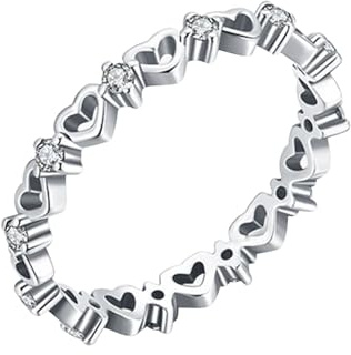 Damenring mit Gravur Moissanite Ring Women'S Weißgold 9K Au375 Runde Form Moissanit Größe 62 (19.7) Vorsteckring für Schwester Modern Schmuck