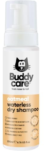 Oatmeal Waterless Dry Cat Shampoo by Buddycare | Deep Cleansing Shampoo for Cats | Fresh Scented | With Aloe Vera and Pro Vitamin B5 (200ml)