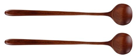 ANDRESLAD Cucchiaio in Legno Manico lungo 2 Pezzi, Facile da Pulire per Pentole Profonde, per Cucina Domestica e Ristorante, Colore Caffè