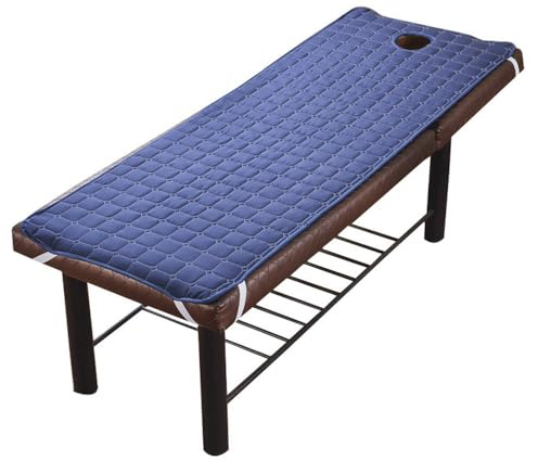 GIJMZY Topper Letto Coprimaterasso antiscivolo for lettino da massaggio SPA, lenzuolo con foro for il viso, for salone di bellezza(Blue,Size M)