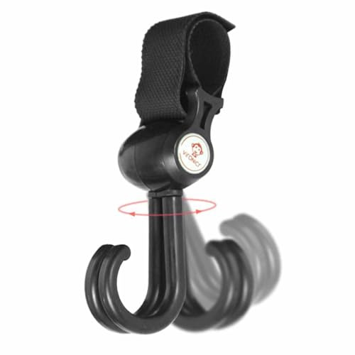 Ganci per passeggino | Appendiabiti girevoli a 360 gradi – con cinghie per passeggino clip ganci | per mamma, pannolini, borse della spesa, zaini, sedie a rotelle, shopping, organizzazione di viaggi