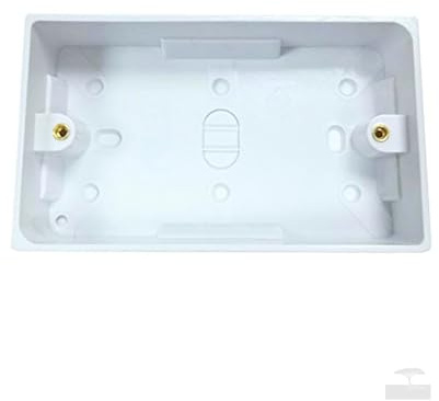 Deep Plastic Double Two Gang Surface Mounted Pattress Back Box - 35mm, White, 1 Piece