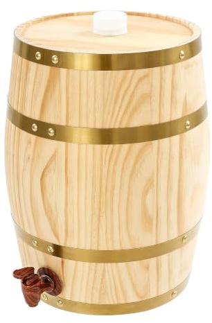 ALFORZAN Barril de madera de 10 litros, barril de vino vertical de pino con grifo
