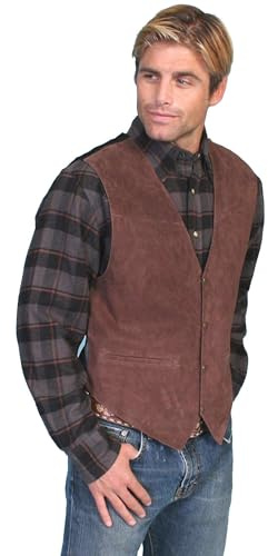 Scully Men's Suede Leather Western Vest, Expresso Boar Suede, XL