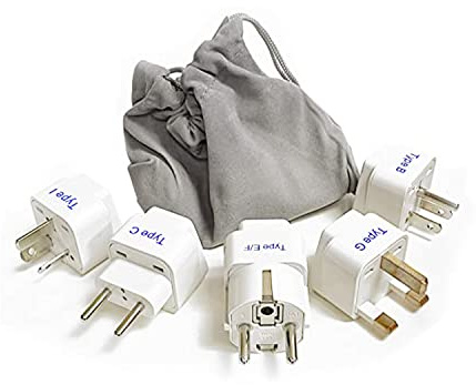 Ceptics Adapter Plug Set for World Wide International Travel Use - Grounded Safe - Works with Cell Phones, Chargers, Batteries, Camera, and More