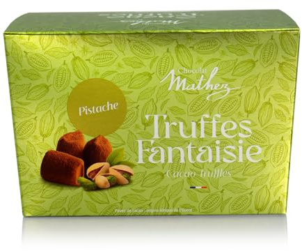 Mathez French Chocolate Truffles with Pistachio, 8.8oz Box