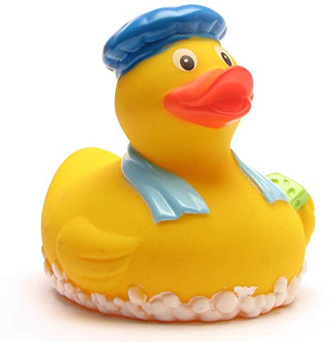 DUCKSHOP | Badeente Dusche Badeente | Quietscheente | L: 7,5 cm I inkl. Badeenten-Schlüsselanhänger im Set