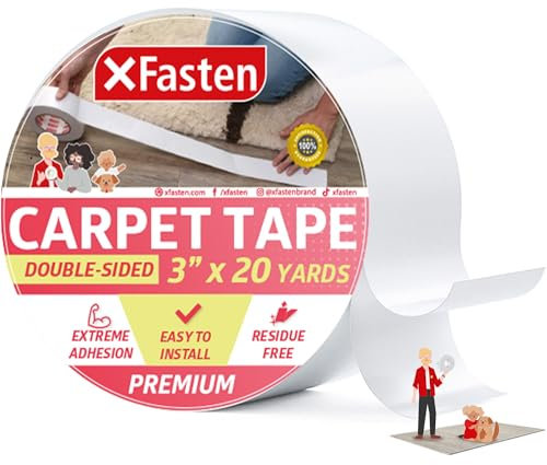 XFasten Doppelseitiges Teppichband, abnehmbar, 7,6 cm x 20 m