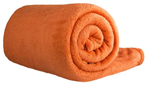 Clinotest XL Kuscheldecke flauschig 150x220cm - Kochfest ohne Einlaufen oder Fusseln - warme Wohndecke in Terracotta - auch als Sofadecke, Tagesdecke, Microthermaldecke, Fleecedecke nutzbar im Winter