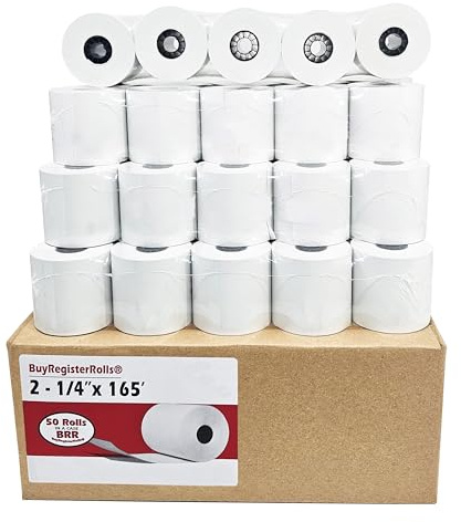2-1/4 (57mm) 2.25 Inches X 165' Feet (50 Rolls) 856445 PCR-T273 PCR-T280 XEA407 XEA207 Cash Register Thermal Paper BPA Free from BuyRegisterRolls.