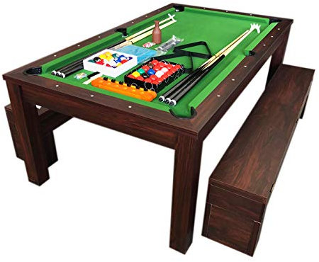GRAFICA MA.RO S.R.L. Mesa de Billar Juegos de Billar 7 ft Carambola y Plan de Cobertura y Bancos Rich Verde