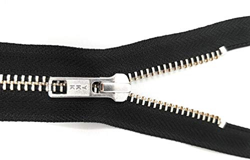 Unbekannt YKK Nicht teilbarer Reißverschluss aus Metall mit Zipper in Silber für Röcke, Hosen, Taschen in Schwarz 12 cm