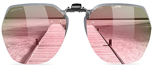UpaClaire Clip-On Sonnenbrille polarisiert UV400 Brille über Brillen für Männer und Frauen Pink