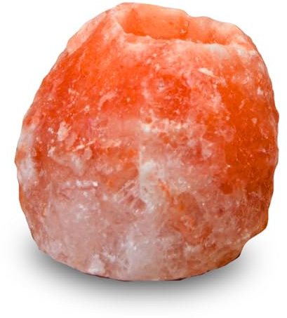 Bougeoir en Cristal de Sel Himalaya Rock 500g - 100% Authentique Cristal de Sel d'Himalaya Naturel - Sculpté à la Main - Porte-Bougie en Matière Naturelle de Qualité – Forme Naturelle - Zen’Light