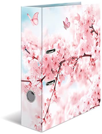 HERMA Ordner A4 Kirschblüten Blumen, 7 cm breit, Kinder Ringordner mit Pflanzen Motiv, bunter Aktenordner mit Innendruck für Jungen und Mädchen