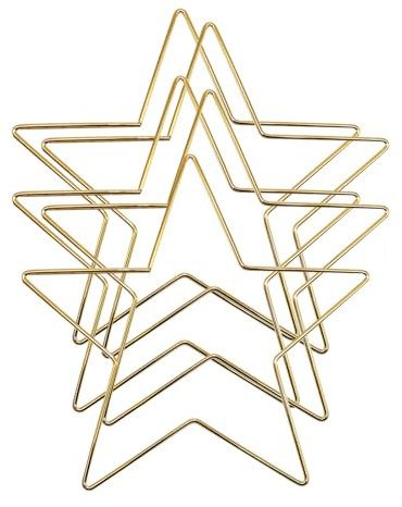 Pentagramm Traumfänger aus Metall,Metallrahmen Stern Metallring zum Basteln 20cm, Metall-traumfänger-Set, Pentagrammförmige Blumenkranz Handwerk Reifen für Thanksgiving Weihnachten Neujahr (10 Stück)