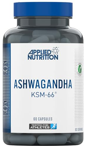 Applied Nutrition Ashwagandha KSM-66 - Premium Ashwagandha Herbal Supplement for Energy, Anxiety, Stress, Made in The UK (60 Capsules)