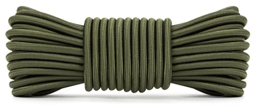 Abma Cord Gummirep 5mm 10M Elastisk Sladd Spännrep Elastiskt Rep Expanderrep för Presenning, Släpvagn, Ryggsäck, Tältstång, Kajak - Militärgrön