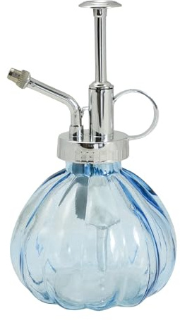 temonto Pflanzensprüher, 200ml, Zerstäuber, Sprühflasche zur Pflanzenpflege, Glas, Vintage-Design in Blautönen (hellblau)
