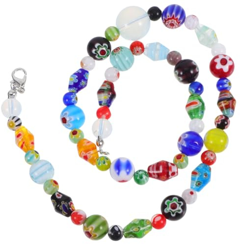 WOFASHPURET Handgemachte Glasperlen Halskette Mit Zartem Opal Damen Schmuck Für Alltag Party Geschenk 16.93In