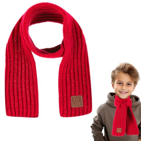 Abeillo - Sciarpe calde per bambini e ragazzi invernali, lavorate a maglia, morbide, scaldacollo, sciarpa avvolgente per ragazzi e ragazze, Rosso, 109 cm