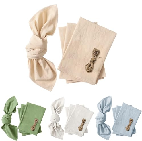 6 st tygservetter handgjorda 100 % bomull linne servetter 45 x 45 cm återanvändbara mjuka bekväma servetter bomull för bröllop fest middag jul daglig användning (aprikos)