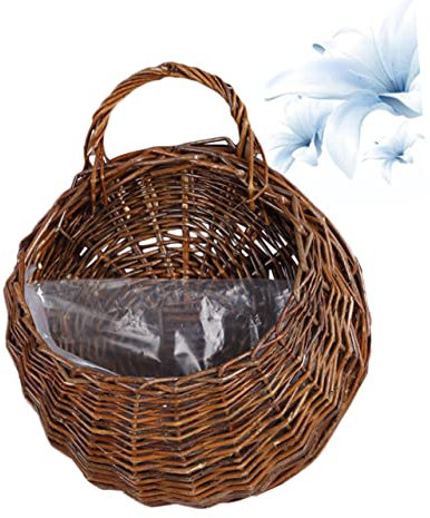 YARNOW Hängender Wandkorb Aus Rattan Weidenkorb Für Aufbewahrung Hängekorb Für Kunstpflanzen Und Haushaltsgegenstände Groß Handgefertigt Für Wanddekoration Und Balkongarten