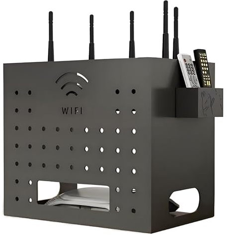 PZPIUGY Caja de Almacenamiento WiFi Enrutador, Ocultar Router WiFi, Estante de Almacenamiento para Sala de Estar, TV, Estante para Decoración del(Black)