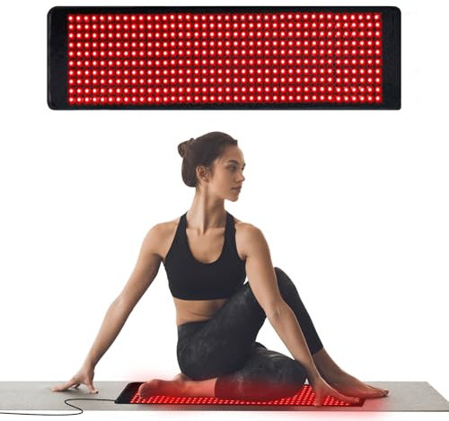 Hottoerak Infrared Lamp Mat, 660nm & 850nm Red Light Lamp, 3 Modes & 6 Power Levels & 10/20/30Min Timer, 400 LEDs Infrared Light for Home/Gym Use