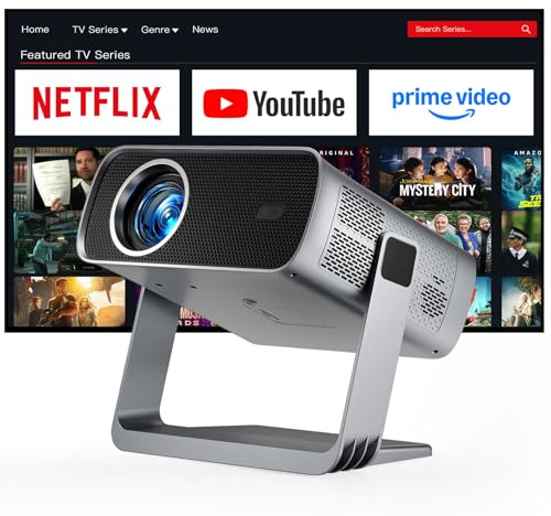 [Officially-Licensed App & Auto Focus]Grey Smart Standard Projector with WiFi and Bluetooth, XuanPad 4K Support Movie Projector, Portable Native 1080P Outdoor Projector with 360° Stand