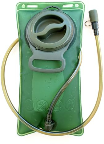 Trinkblase, 2 l Wasserblase für Wanderrucksack, auslaufsichere Wasserspeicher-Aufbewahrungstasche, BPA-freier Wasserbeutel, Trinkrucksack für Camping, Radfahren, Laufen, Militärgrün, 2 Liter