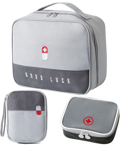 HSMHLYYB 3 Stück Medikamententasche Reise, Reiseapotheke Tasche, Reiseapotheke Tasche Leer, Große Kapazität Medizintasche, Tragbar Medikament Tasches Für Schule, Reisen, Camping, Wandern