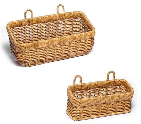2 Pack Woven Storage Basket,Organizer Trays, Paper Box,Vintage Bin for Bathroom, Kitchen,Vanity Countertop Table Shelf,Wall Hanging Basket, Hanging Storage Baskets,Fruit Racks (Yellow, ‎2 pc (medium))