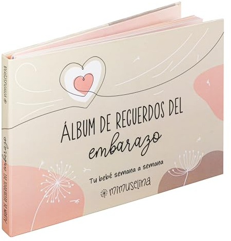 MIMUSELINA Diario Embarazo para Rellenar Cada Semana | Libro Embarazo Recuerdos con Fotos, Consejos, Pensamientos | Album Bebe con Pegatinas y Gestograma | Regalos Embarazadas Originales | Moderno