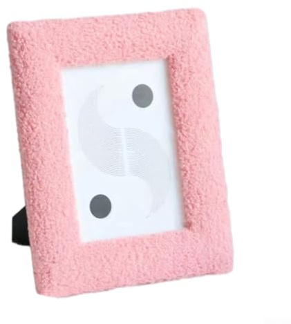 Cadre photo carré contemporain, matériau en peluche, parfait pour afficher vos photos, 10 x 15 cm (rose)