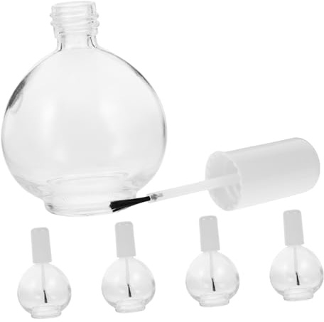 Vaguelly 5pcs Empty Nail Polish Bottles Glass Brush for Refillable Nail Polish Bottles Small