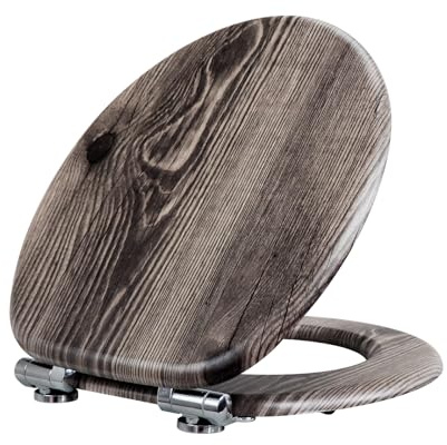 Fanmitrk WC Sitz mit Absenkautomatik, Toilettendeckel aus Holz, Stabil Klodeckel mit Soft Close, Toilettensitz Einfache Montage, Klobrille mit Viele Holzmaserungsmuster