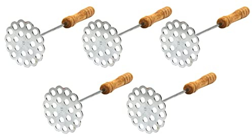 Riuulity Manico in Legno Schiacciapatate Utensile da Schiacciapatate Resistente Alla Ruggine per Oggetti Morbidi, Ristoranti