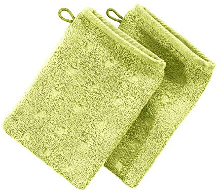 Möve Waschhandschuh Quadretti 2er-Pack Walk-Frottier hellgrün Größe 15x20 cm