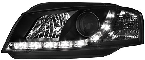 AutoStyle Satz Scheinwerfer TFL-Look passgenau | kompatibel mit Audi A3 8P 2003-2008 - Schwarz
