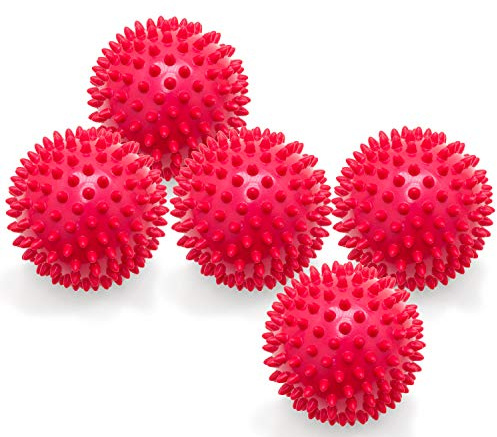5er PACK | Weiche Massagebälle mit Noppen | Weiche Noppenbälle | Igelbälle | Arthro Sensorik Ball | Nicht aufgepumpt! | Härte kann selbst variiert werden | Durchmesser 10 cm | rot