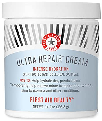 First Aid Beauty - Ultra Repair Cream, Intense Hydration Whipped Colloidal Oatmeal, Clinically Proven to Strengthen Skin Barrier in 7 Days & Helps Relieve Eczema, Luxury Face & Body Moisturizer, 14 oz